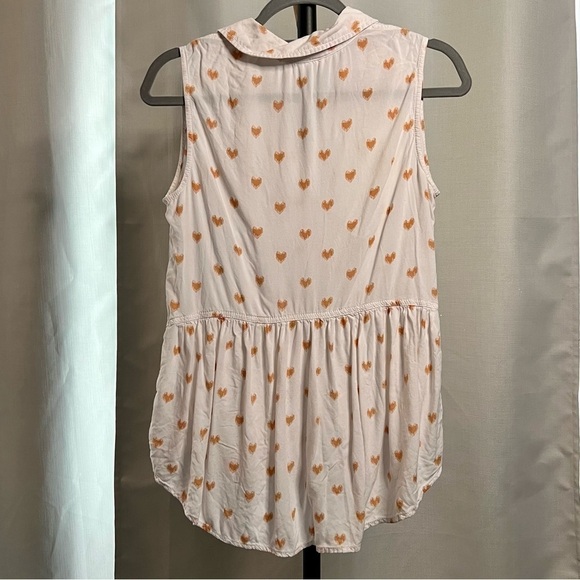 Beachlunchlounge White and Orange Heart Blouse XS - Picture 2 of 7